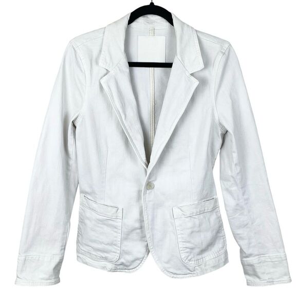 MOTHER Superior ‘The Smoker’ Chalk Denim Jacket Sz S Winter White Casual Chic - Picture 2 of 12